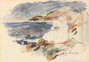 Jeune Fille Et Enfant Au Bord De La Mer