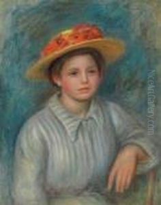 Portrait De Femme Au Chapeau Fleuri