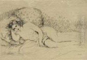 Femme Couchee (tournee A Gauche) by Pierre Auguste Renoir