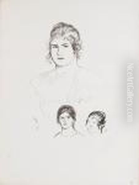 Trois Esquisses De Visages - view 1