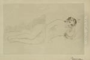 Femme Nue Couchee (tournee A Droite) 1er Planche by Pierre Auguste Renoir