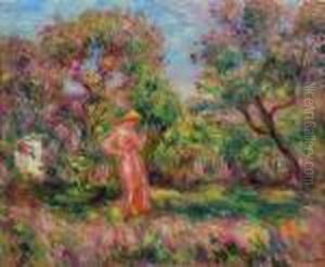 Paysage Avec Femme En Rose by Pierre Auguste Renoir