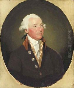 Portrait of a gentleman, said to be Sir John Leeds, Bt. (d. 1811), bust-length, in a brown jacket with a velvet collar by Gilbert Stuart