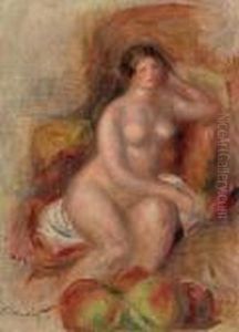 Femme Nue Et Pommes by Pierre Auguste Renoir