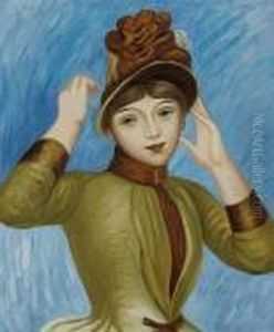 Bust Of A Woman With A Yellow Corsage by Pierre Auguste Renoir