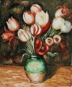 Tulips In A Vase by Pierre Auguste Renoir