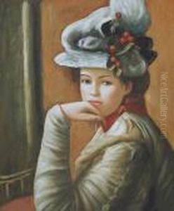 Young Girl With A White Hat by Pierre Auguste Renoir