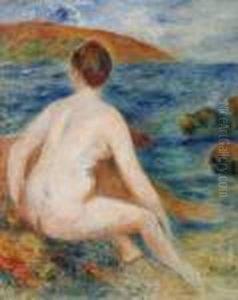 Baigneuse Assise Au Bord De La Mer by Pierre Auguste Renoir