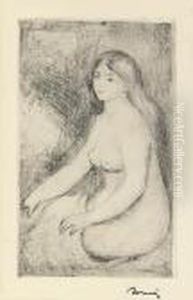 Baigneuse Assise. by Pierre Auguste Renoir