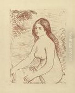 Femme Nue Assise. by Pierre Auguste Renoir