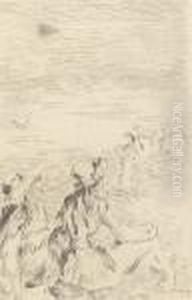 Sur La Plage, A Berneval. by Pierre Auguste Renoir