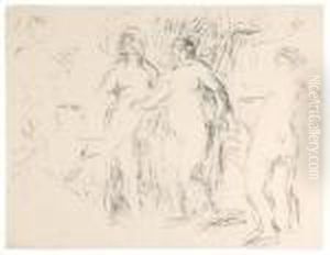 Les Baigneuses. by Pierre Auguste Renoir