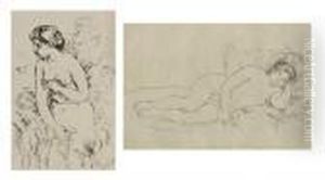 Baigneuse Et Femme Endormie by Pierre Auguste Renoir