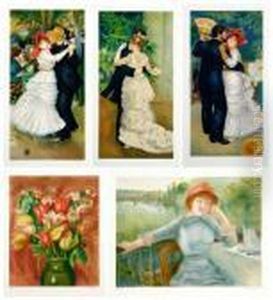 Dancing Couples: Seven With Woman In Flowered Dress by Pierre Auguste Renoir