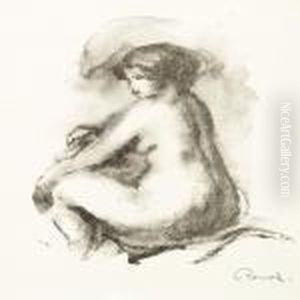Etude De Femme Nue Assise by Pierre Auguste Renoir