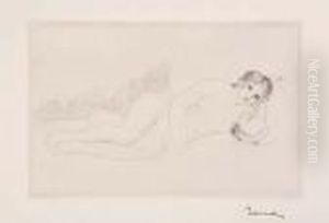 Femme Nue Couche (tournee A Droite), 1re Planche by Pierre Auguste Renoir