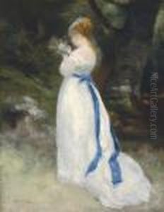 Portrait De Lise (lise Tenant Un Bouquet De Fleurs Deschamps) by Pierre Auguste Renoir