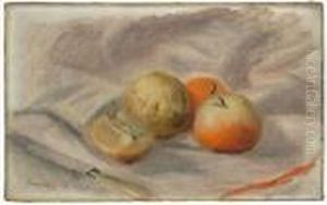 Nature Morte Aux Pommes Et Couteau.. by Pierre Auguste Renoir