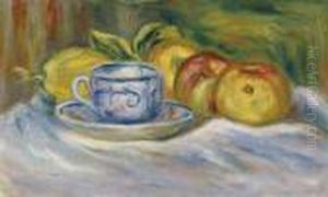 Nature Morte Aux Fruits Et A La Tasse Bleue by Pierre Auguste Renoir