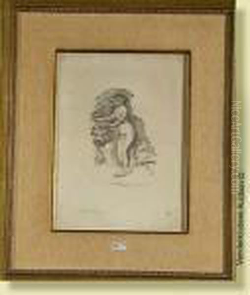 Femmenue, Lithographie Sur 
Papier. Signee En Bas A Gauche Renoir. Ecolefrancaise. Dim.: 32x24cm - view 1