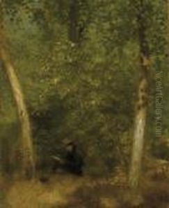 Jeune Homme Dans La Foret De Fontainebleau by Pierre Auguste Renoir