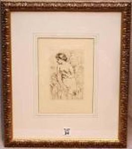 Etching, " The Treasure Hunter", Ca 1910, 4" X 6 1/2 Image Etching, " The Treasure Hunter", Ca 1910, 4" X 6 1/2 Image