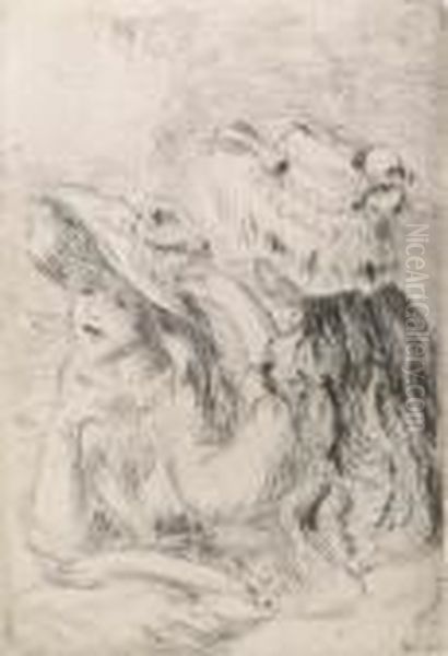 Le Chapeau Epingle: La Fille De
Berthe Morisot E Sa Cousine. Radierung. 12 X 8,5 Cm. (1894). - view 1