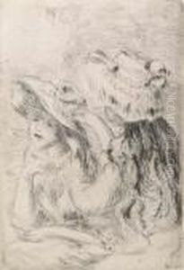 Le Chapeau Epingle: La Fille De 
Berthe Morisot E Sa Cousine. Radierung. 12 X 8,5 Cm. (1894).