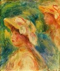 Deux Profils De Jeunes Filles by Pierre Auguste Renoir