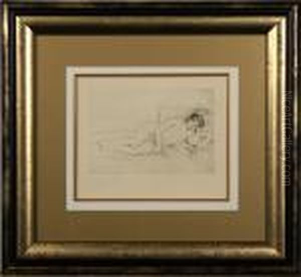 Femme Nue Couchee Tournee A Droite, Stampelsignerad, Etsning, 13,5x19,5; Leymaire 14 - view 1