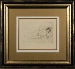Femme Nue Couchee Tournee A Droite, Stampelsignerad, Etsning, 13,5x19,5; Leymaire 14