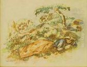 Woman In A Field by Pierre Auguste Renoir