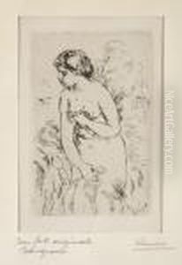 Baigneuse Debout, A Mi-jambes. by Pierre Auguste Renoir
