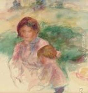 Femme Et Enfant Dans La Campagne by Pierre Auguste Renoir