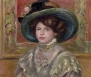 Jeune Fille Au Chapeau Fleuri by Pierre Auguste Renoir