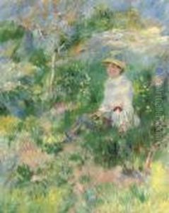 L'ete; Jeune Femme Dans Un Champ Fleuri by Pierre Auguste Renoir