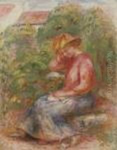 Femme Au Corsage Rouge by Pierre Auguste Renoir