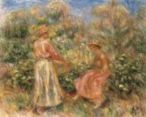 Deux Femmes Dans Le Jardin De Cagnes by Pierre Auguste Renoir