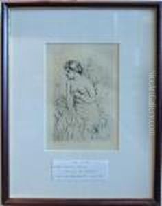 "baigneuse Debout, A Mi-jambes". Utford 1910. 16,,2cm. by Pierre Auguste Renoir