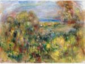 Paysage Avec Fleurs Et Fond De Mer by Pierre Auguste Renoir