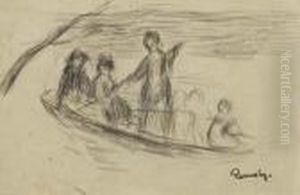 Personnage Dans Une Barque. by Pierre Auguste Renoir