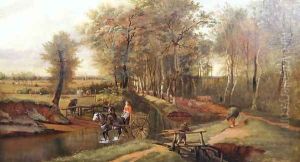 A Wooded River Landscape with Figures, Horse and Cart, 1692 by Jan Siberechts