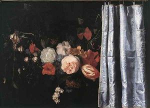 Flower Still-Life with Curtain 1658 by Adrian Van Der Spelt