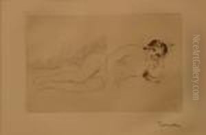 Femme Nue Couchee ( Tournee A Droite) by Pierre Auguste Renoir