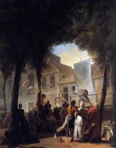 A Street Show in Paris (La Parade du Boulevard) 1760 by Gabriel De Saint Aubin