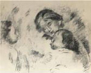 Une Mere Et Deux Enfants (d.; S. 54) by Pierre Auguste Renoir