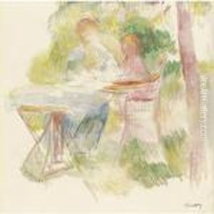 Femme Et Enfant Dans Un Jardin by Pierre Auguste Renoir