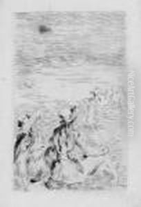 Sur La Plage, A Berneval. Le 
Chapeau Epingle (la Fille De Berthe Morisot Et Sa Cousine), 3e Planche by Pierre Auguste Renoir