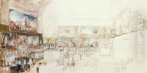 Salon du Louvre, 1765 by Gabriel De Saint Aubin
