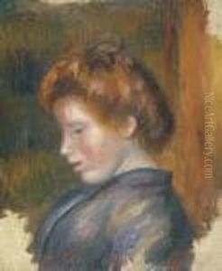 Tete De Jeune Femme by Pierre Auguste Renoir